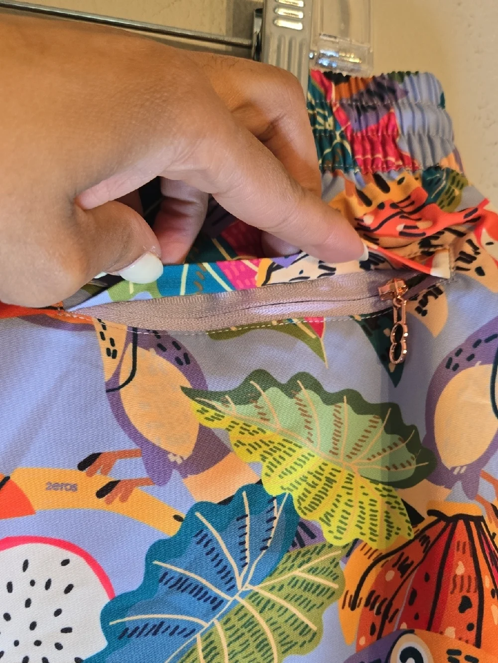 2eros Printed Bronte Lined Colorful Swim Trunks Shorts Aves Purple NWOT